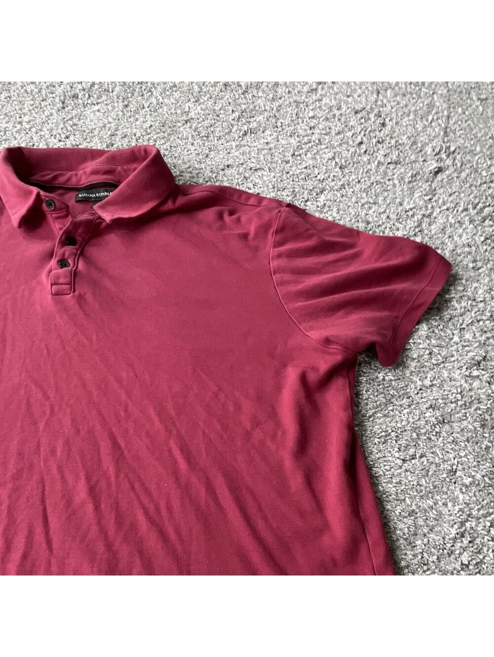 Banana Republic Men's XL Polo Burgundy Solid Short Sleeve Logo Button